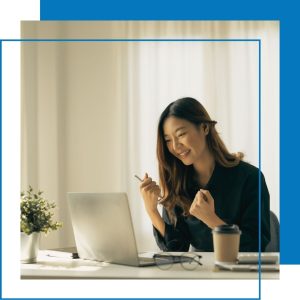 Woman on a laptop at home