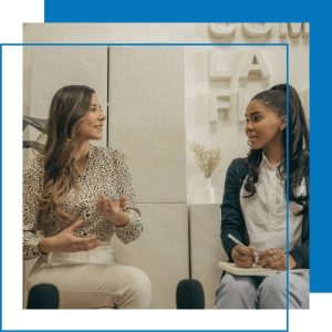 Two women in a discussion